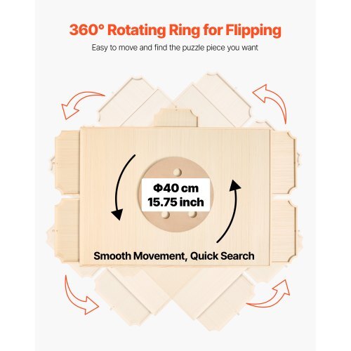 2000 Piece Rotating Puzzle Board with 5 Drawers and Cover, 40x29 in Portable Wooden Table, Jigsaw Puzzle Accessories for Adults, Puzzles Organizer Storage System, Birthday Gift for Mom