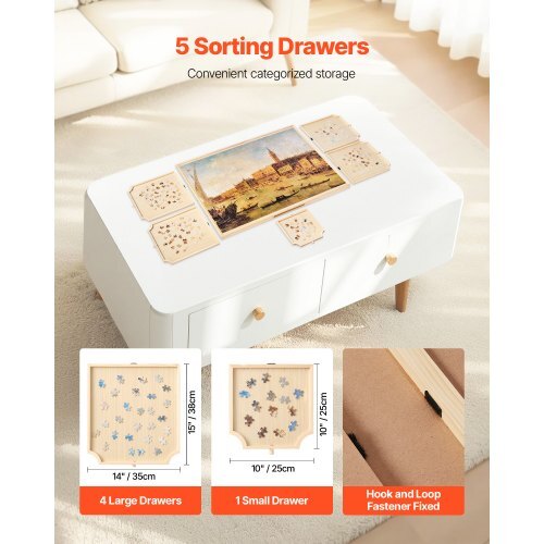 2000 Piece Rotating Puzzle Board with 5 Drawers and Cover, 40x29 in Portable Wooden Table, Jigsaw Puzzle Accessories for Adults, Puzzles Organizer Storage System, Birthday Gift for Mom