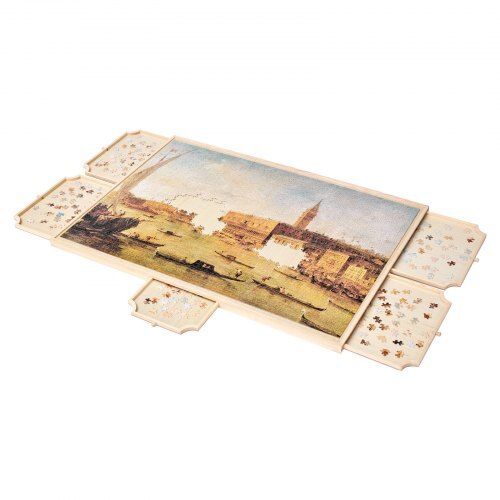 2000 Piece Rotating Puzzle Board with 5 Drawers and Cover, 40x29 in Portable Wooden Table, Jigsaw Puzzle Accessories for Adults, Puzzles Organizer Storage System, Birthday Gift for Mom
