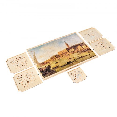 2000 Piece Rotating Puzzle Board with 5 Drawers and Cover, 40x29 in Portable Wooden Table, Jigsaw Puzzle Accessories for Adults, Puzzles Organizer Storage System, Birthday Gift for Mom