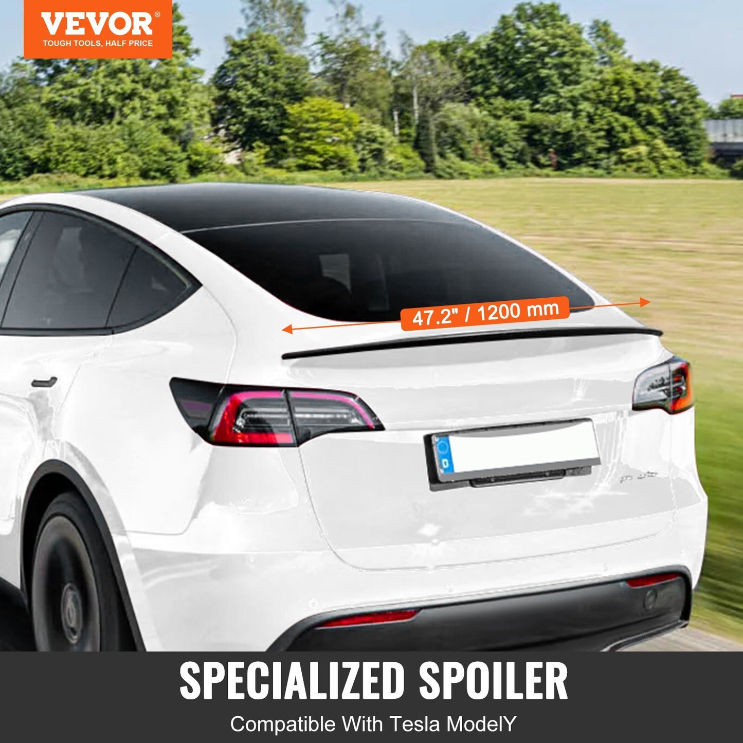 VEVOR GT Wing Car Spoiler, 47.2 inch Spoiler, Compatible With Tesla Model Y, High Strength ABS Material, Baking Paint, Car Rear Spoiler Wing, Racing Spoilers for Cars, Matte Black - Luminous Bear Shop