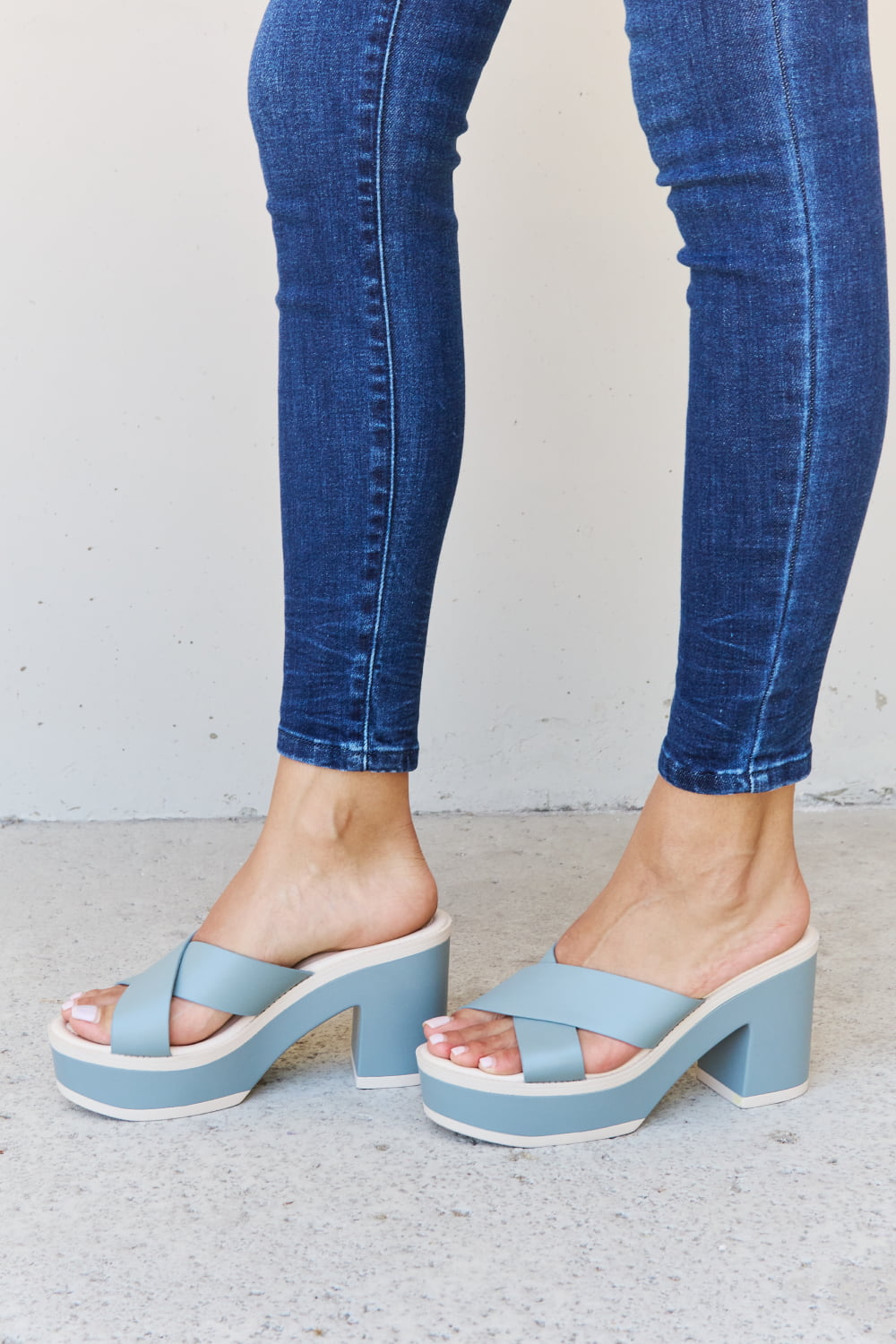 Weeboo Cherish The Moments Contrast Platform Sandals in Misty Blue - Luminous Bear Shop
