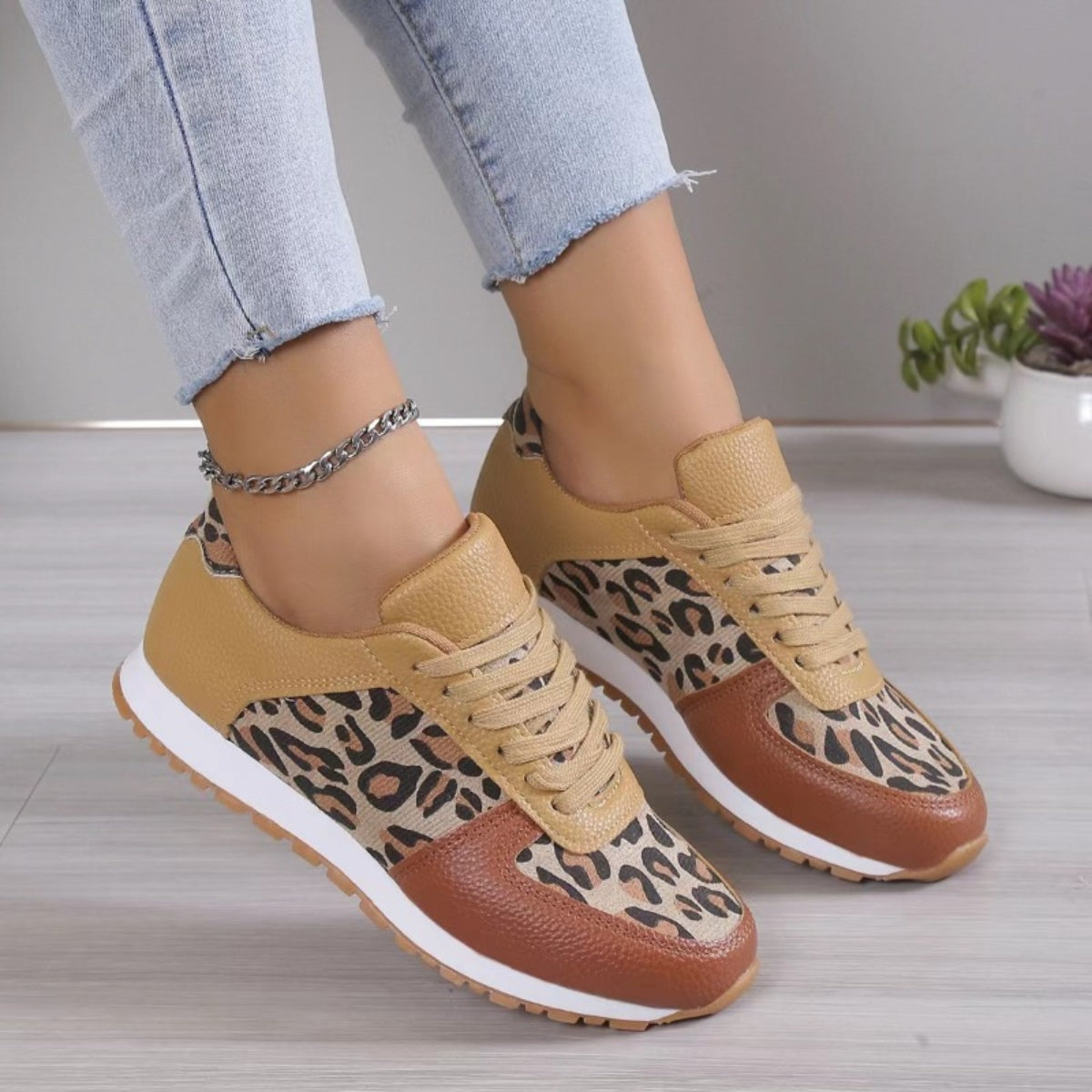 Tied Printed PU Leather Athletic - Luminous Bear Shop