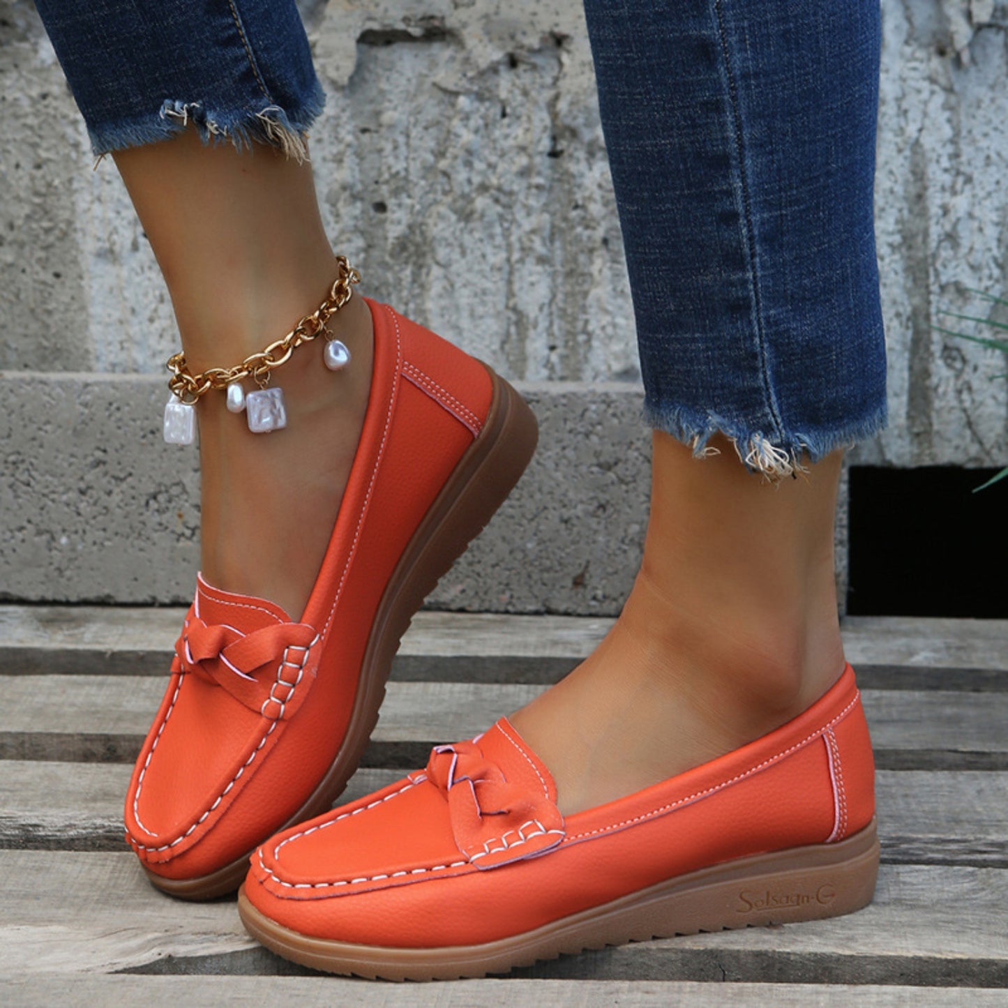 Weave Wedge Heeled Loafers - Luminous Bear Shop