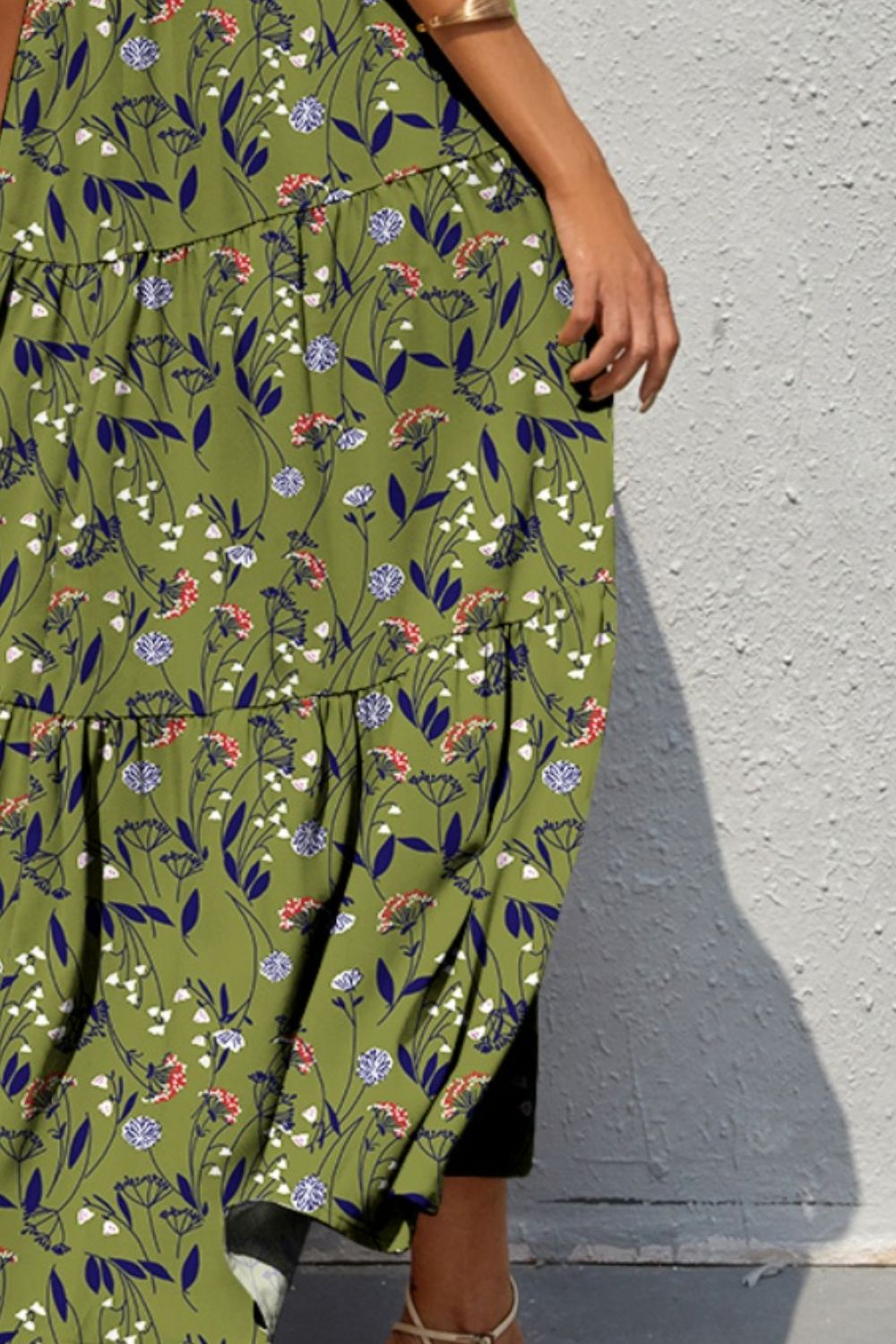 Tiered Printed V-Neck Sleeveless Dress - Luminous Bear Shop