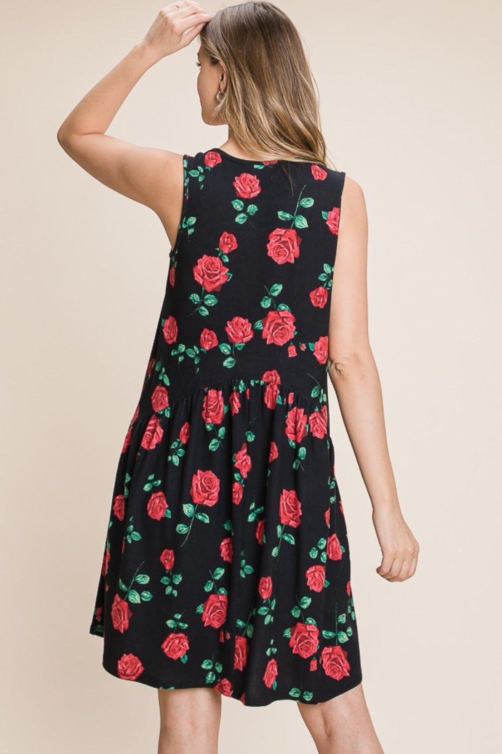 BOMBOM Floral Ruched Tank Dress - Luminous Bear