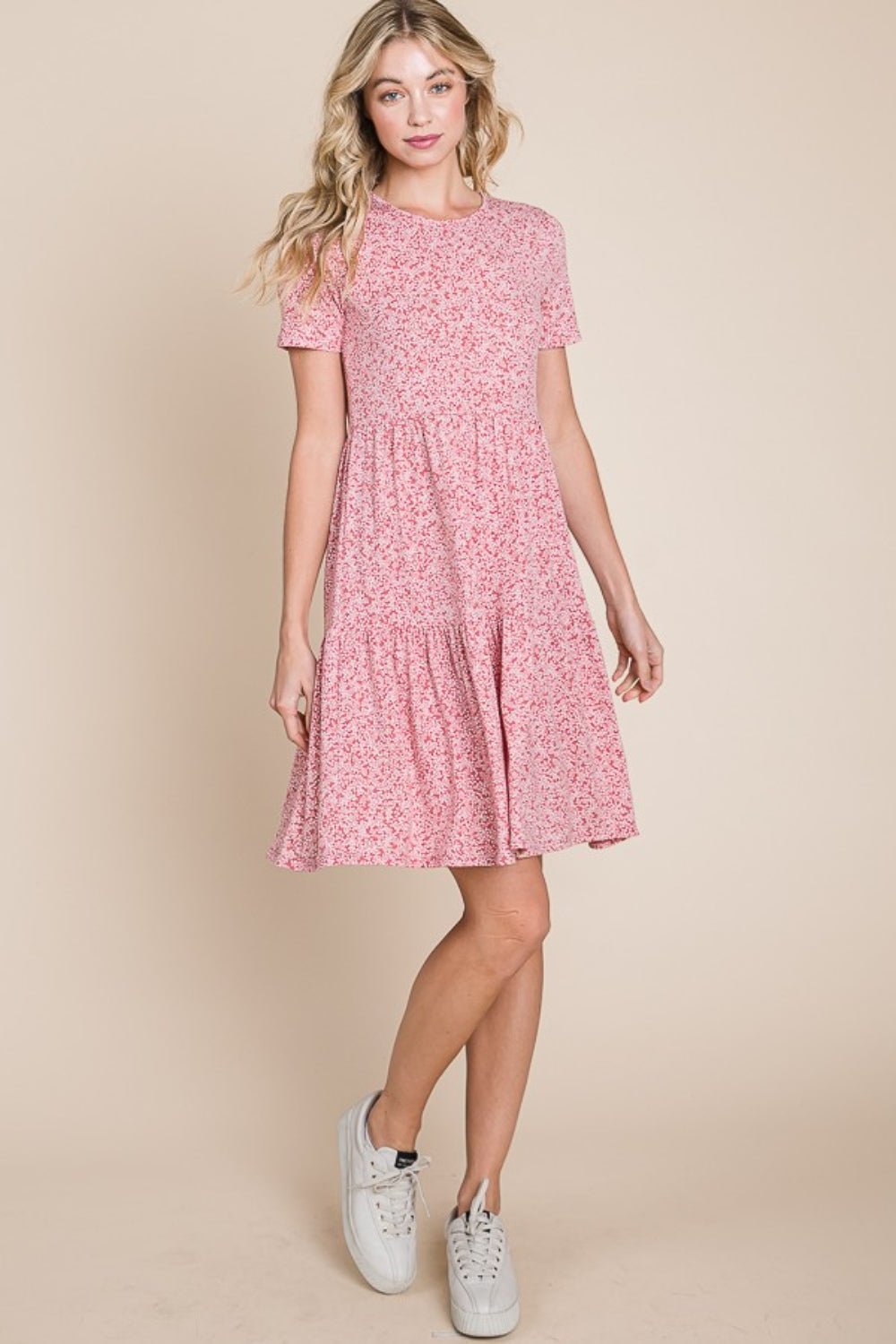 BOMBOM Printed Short Sleeve Mini Dress - Luminous Bear