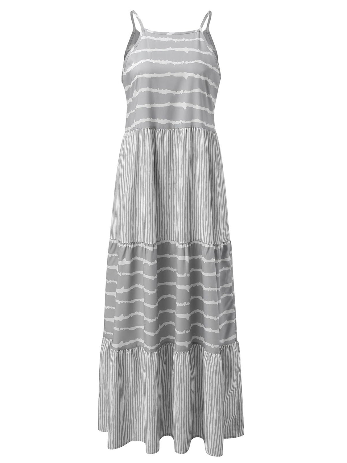 Tiered Striped Sleeveless Cami Dress - Luminous Bear Shop