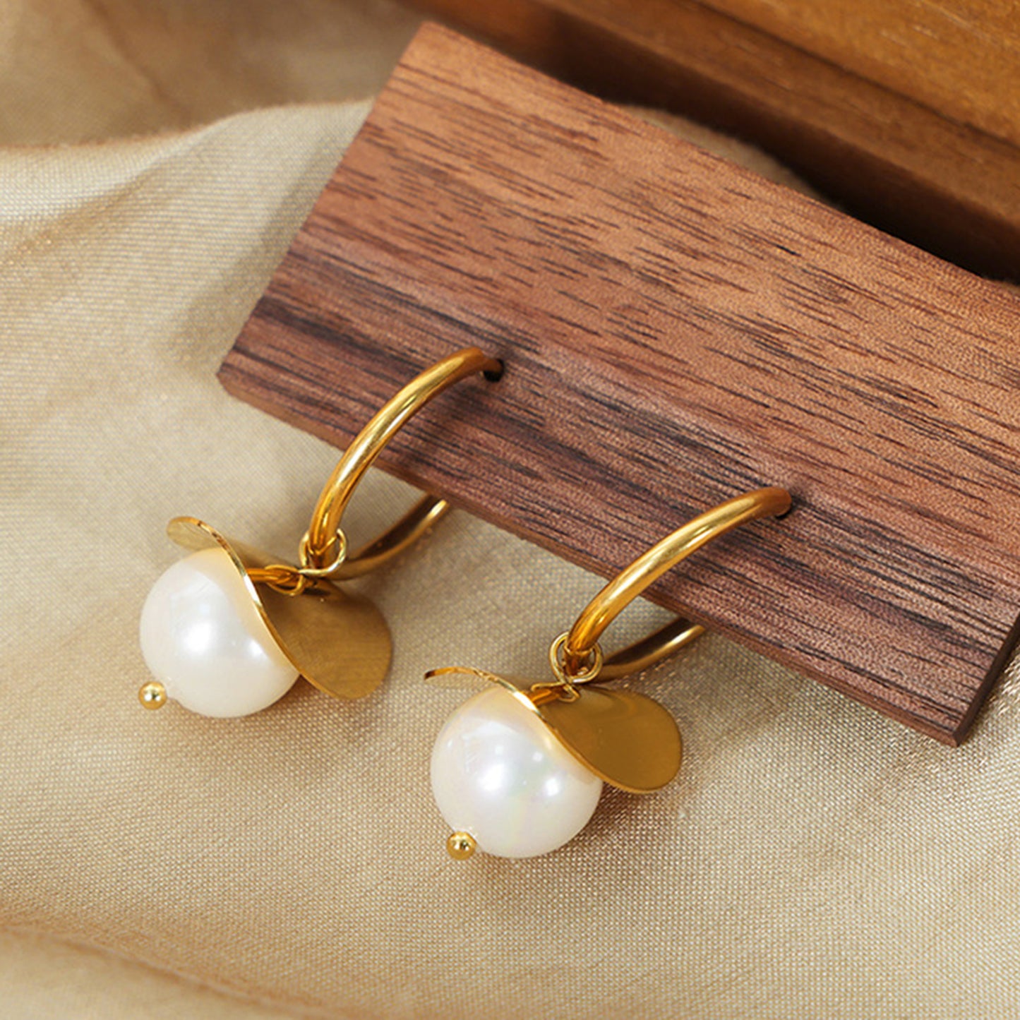 18K Gold-Plated Bead Dangle Earrings - Luminous Bear Shop