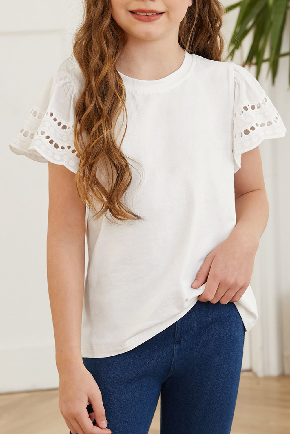 Round Neck Flutter Sleeve T-Shirt - Luminous Bear Shop