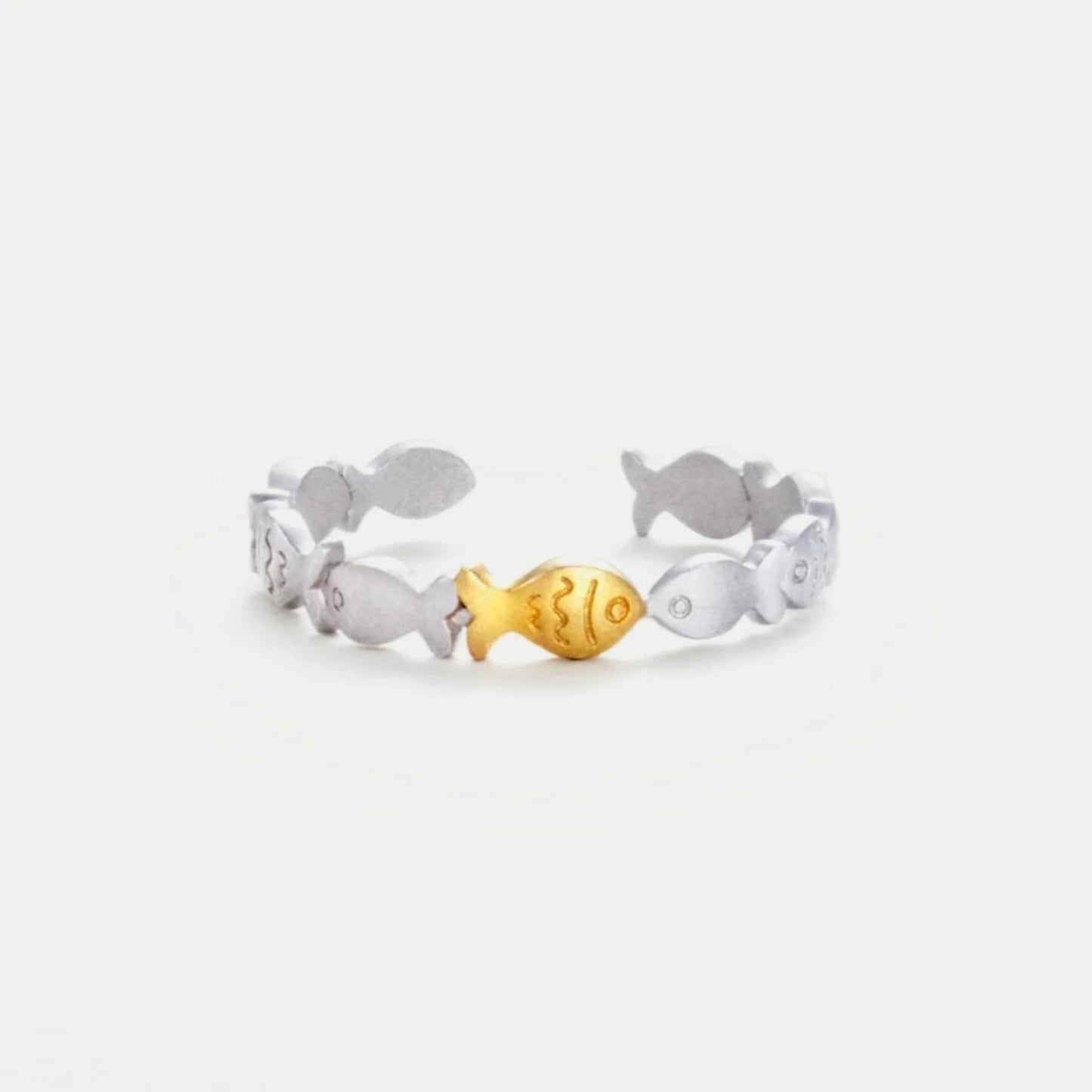 925 Sterling Silver Fish Open Ring - Luminous Bear Shop
