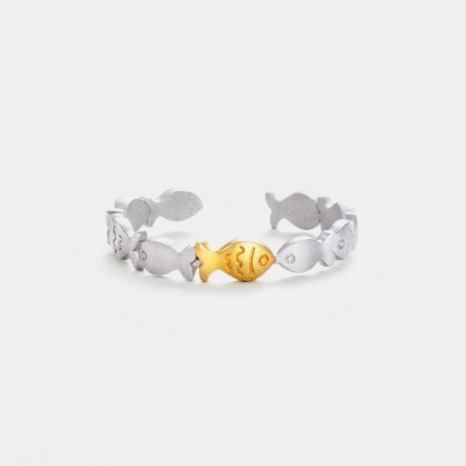 925 Sterling Silver Fish Open Ring - Luminous Bear Shop