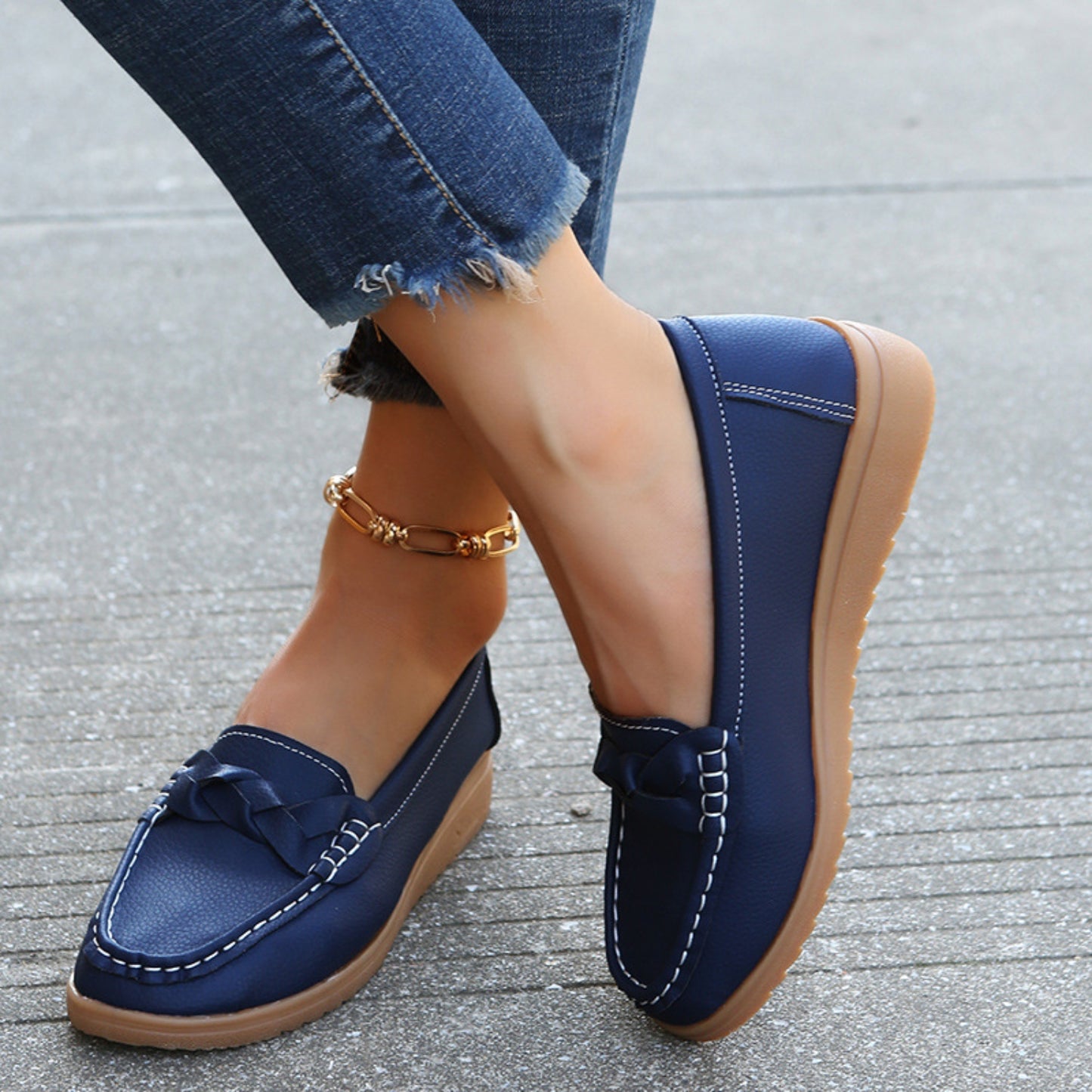 Weave Wedge Heeled Loafers - Luminous Bear Shop
