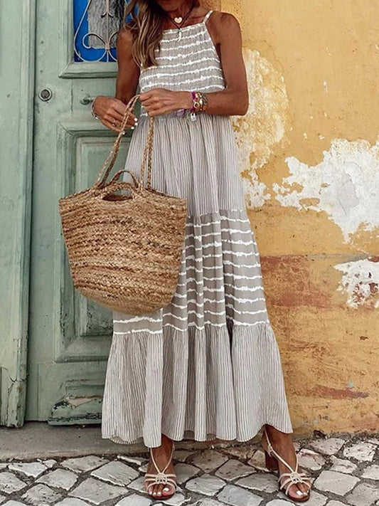 Tiered Striped Sleeveless Cami Dress - Luminous Bear Shop