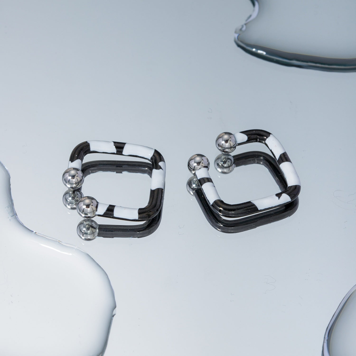 Stainless Steel Oil Drip Cuff Earrings - Luminous Bear Shop
