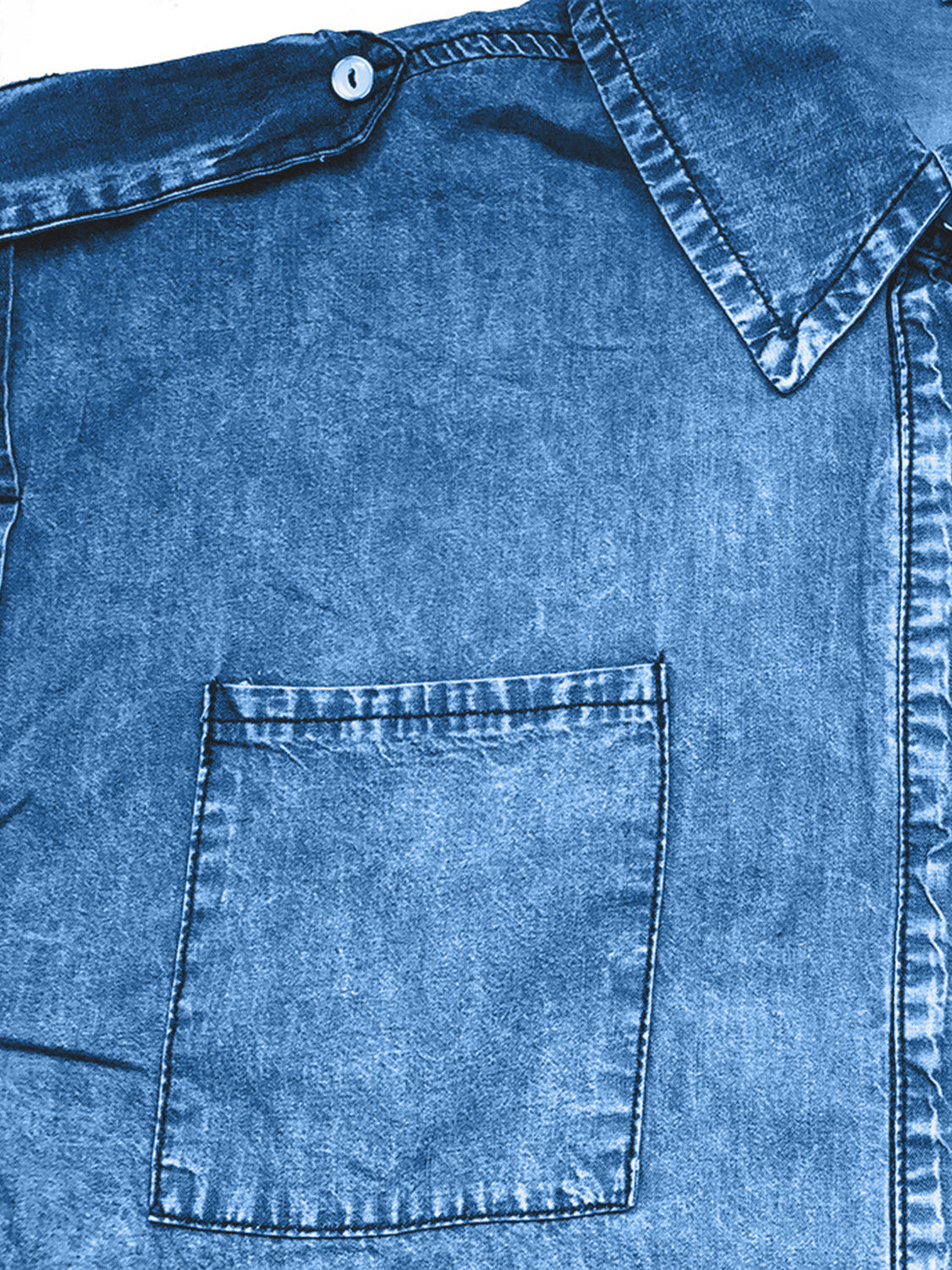 Collared Neck Cap Sleeve Denim Top - Luminous Bear Shop