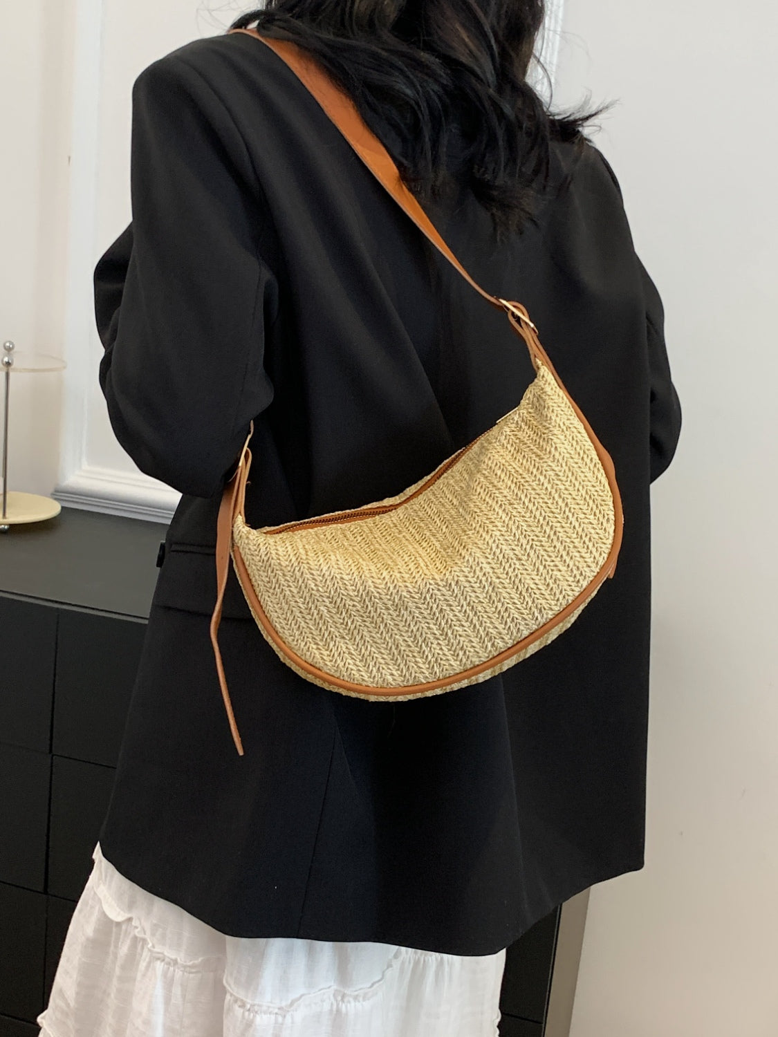Straw Weave Adjustable Strap Shoulder Bag - Luminous Bear Shop