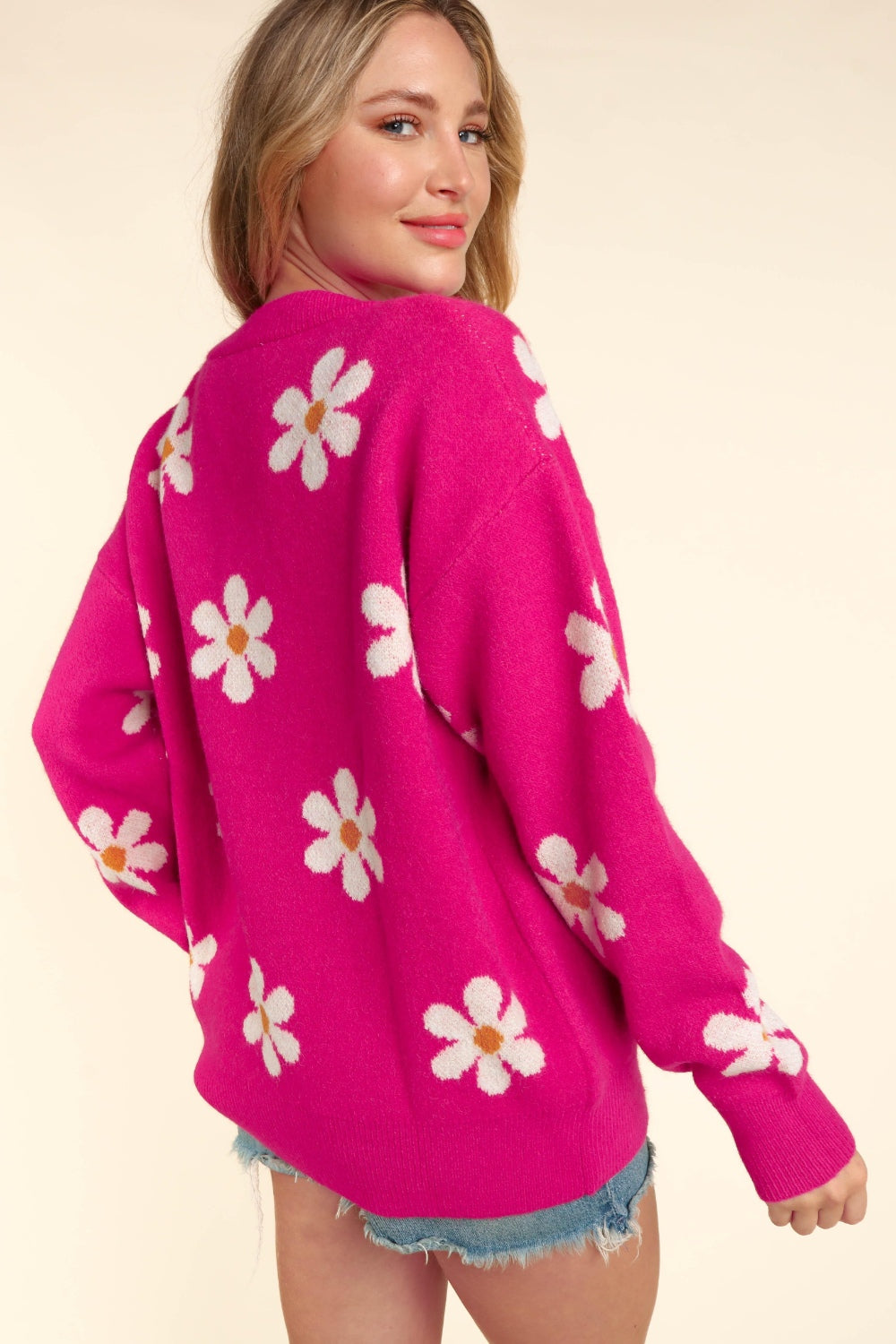 Haptics Full Size Daisy Floral Button Down Long Sleeve Cardigan - Luminous Bear Shop