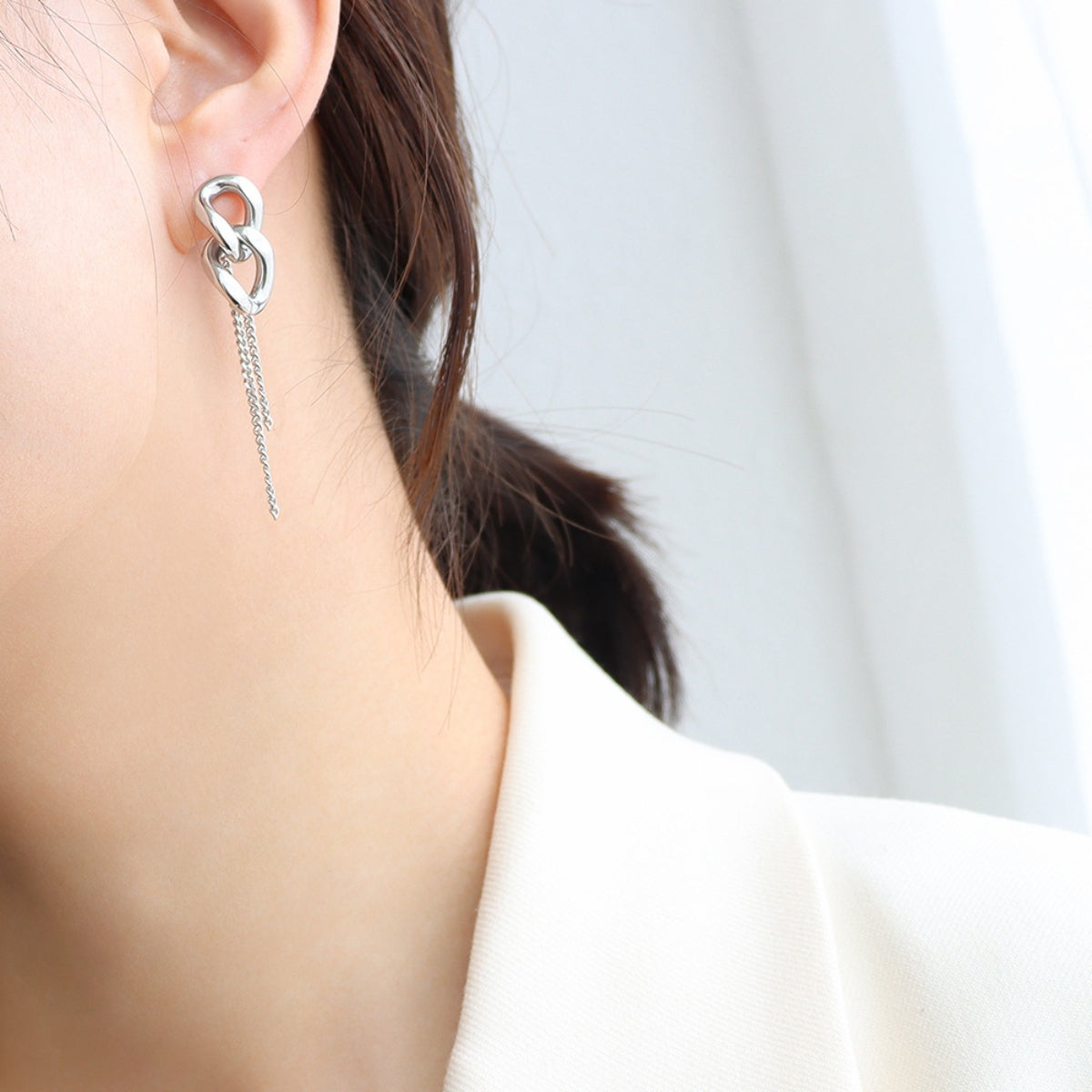 Titanium Steel Chain Shape Earrings - Luminous Bear Shop