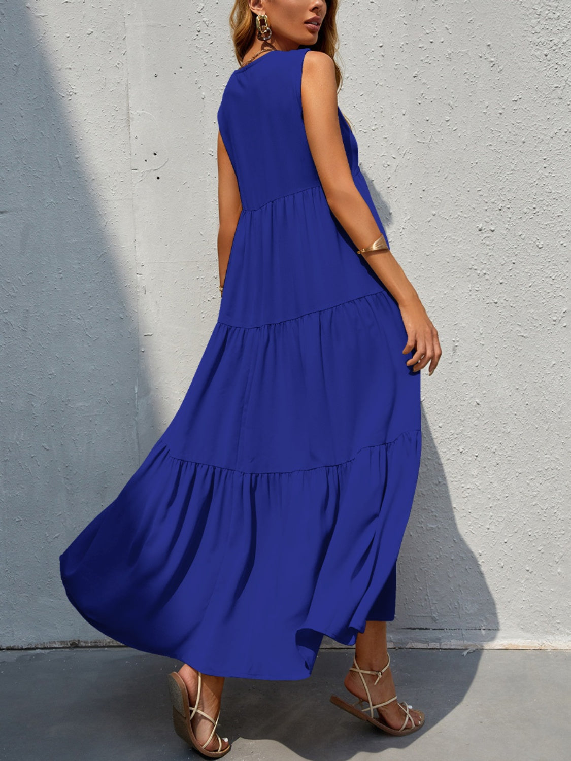 Tiered V-Neck Sleeve Dress - Luminous Bear Shop