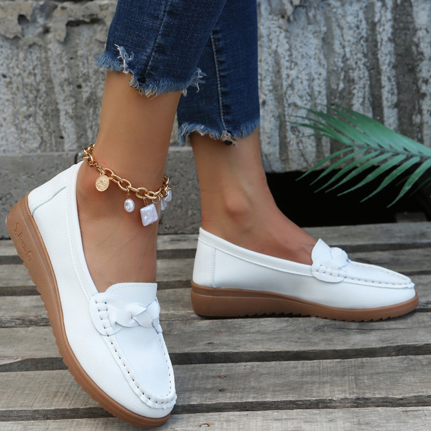 Weave Wedge Heeled Loafers - Luminous Bear Shop