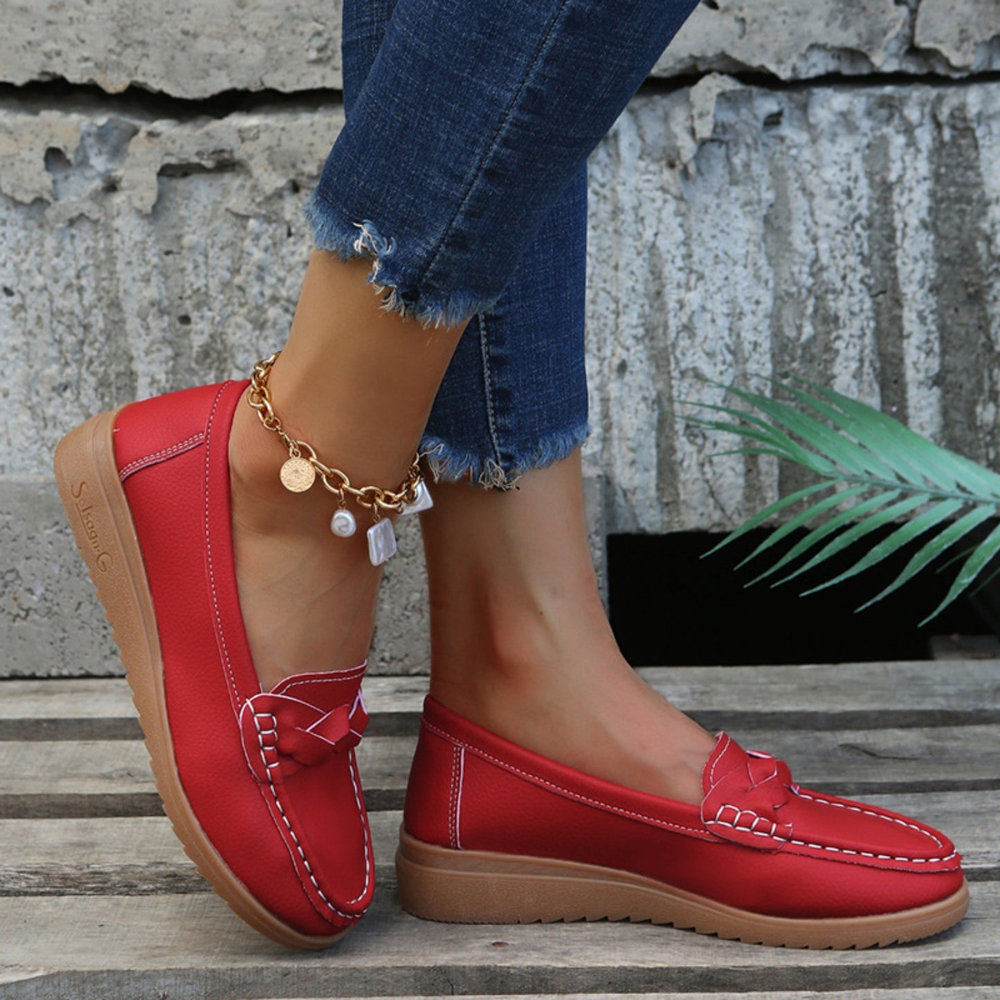 Weave Wedge Heeled Loafers - Luminous Bear Shop