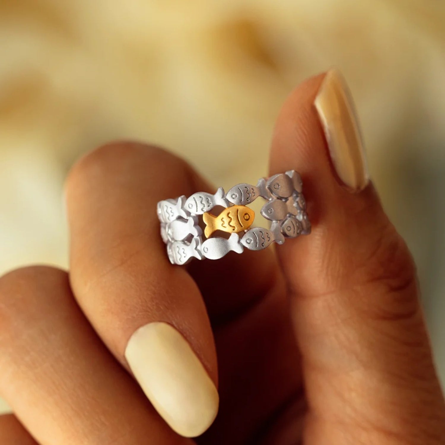 925 Sterling Silver Fish Open Ring - Luminous Bear Shop