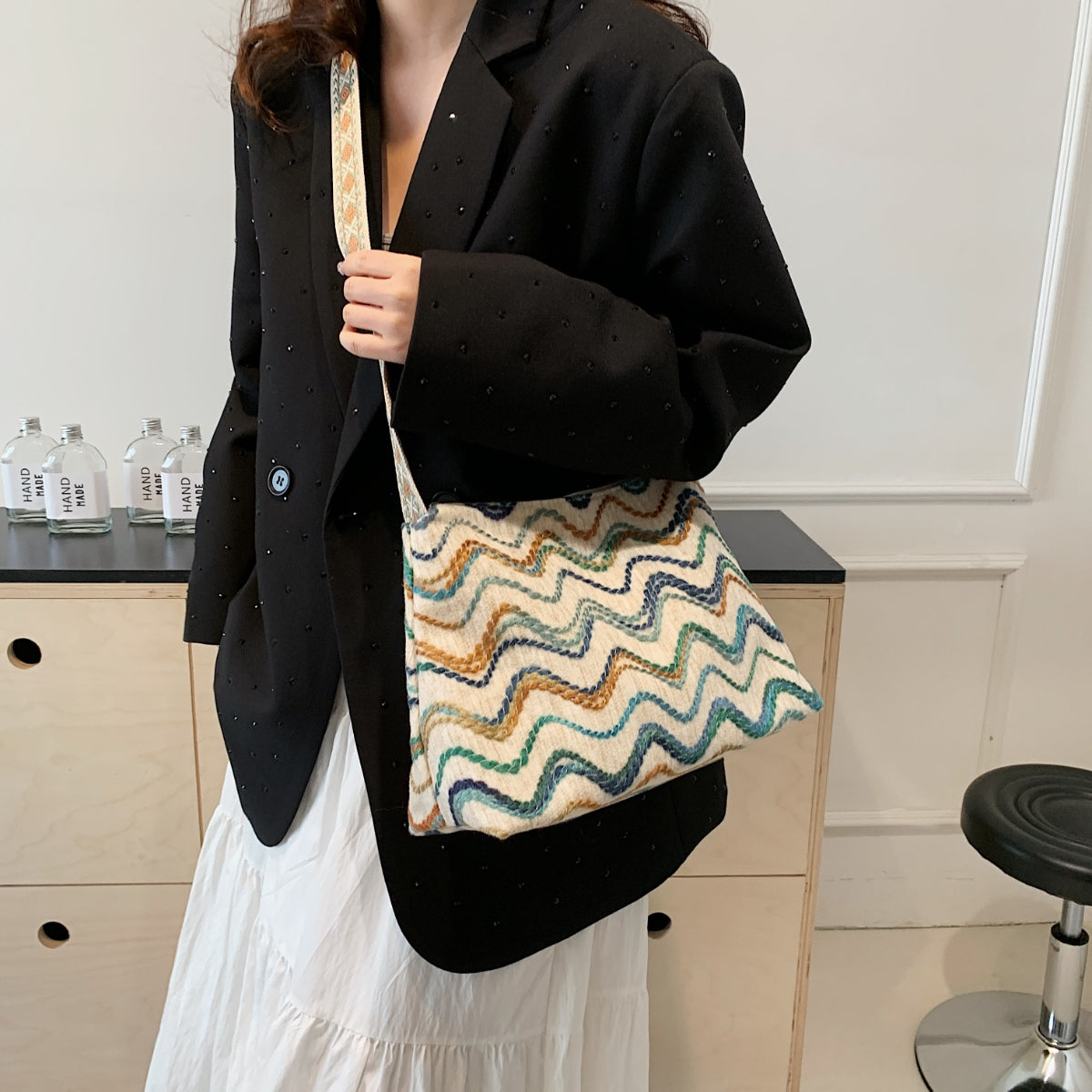 Adjustable Strap Medium Shoulder Bag - Luminous Bear Shop
