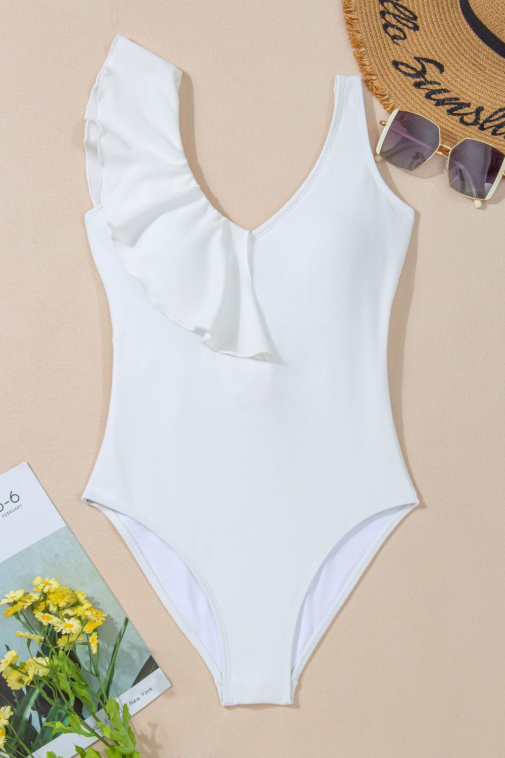 Elegant Ruffled V-Neck Swimsuit - Luminous Bear Shop