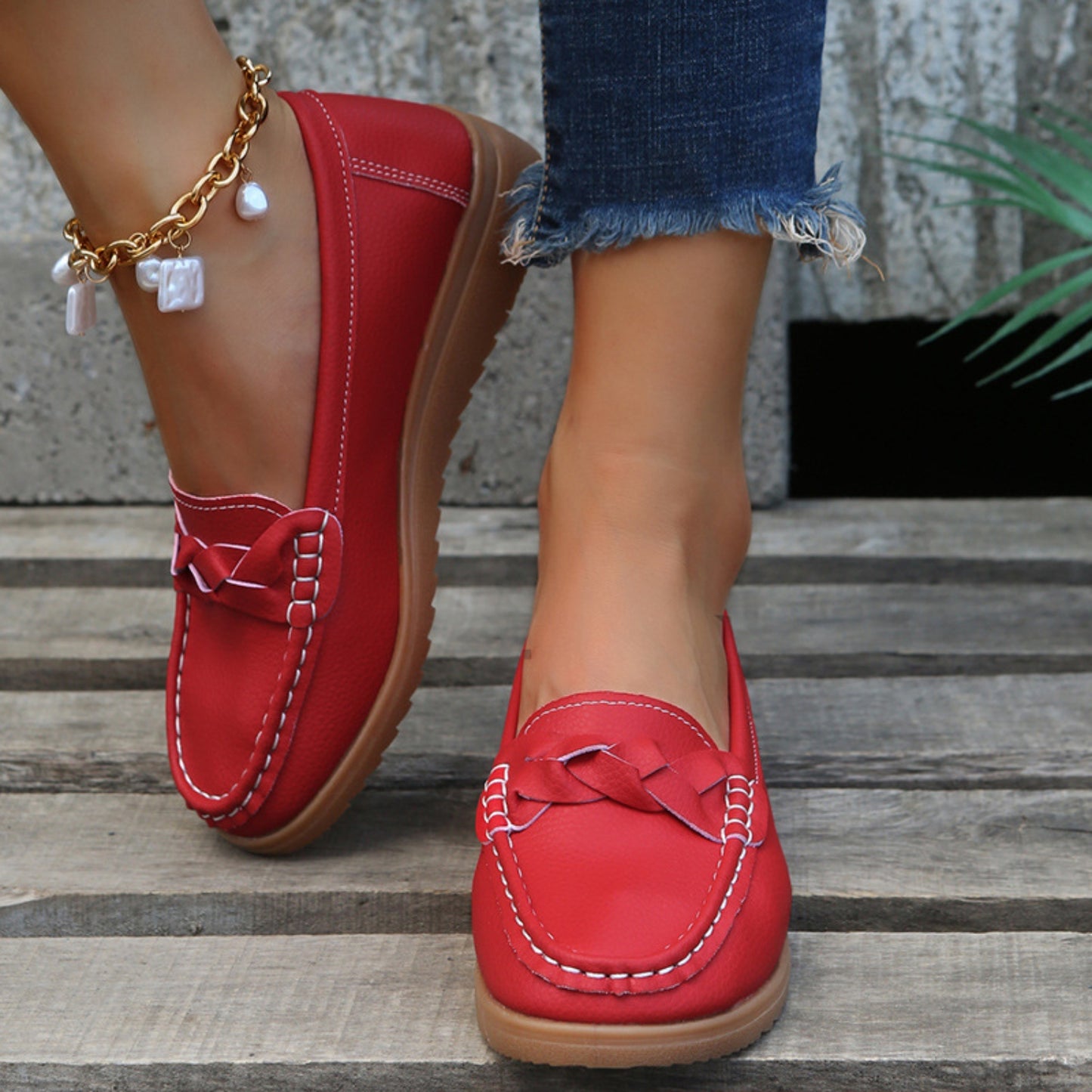 Weave Wedge Heeled Loafers - Luminous Bear Shop