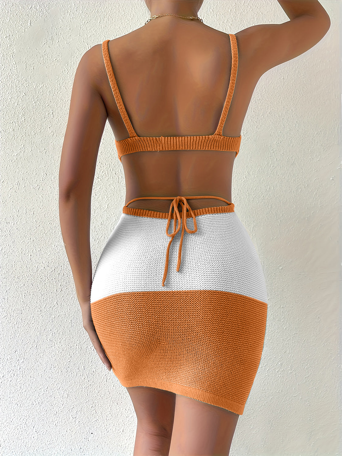 Vibrant Color Block Scoop Neck Cover-Up - Luminous Bear Shop
