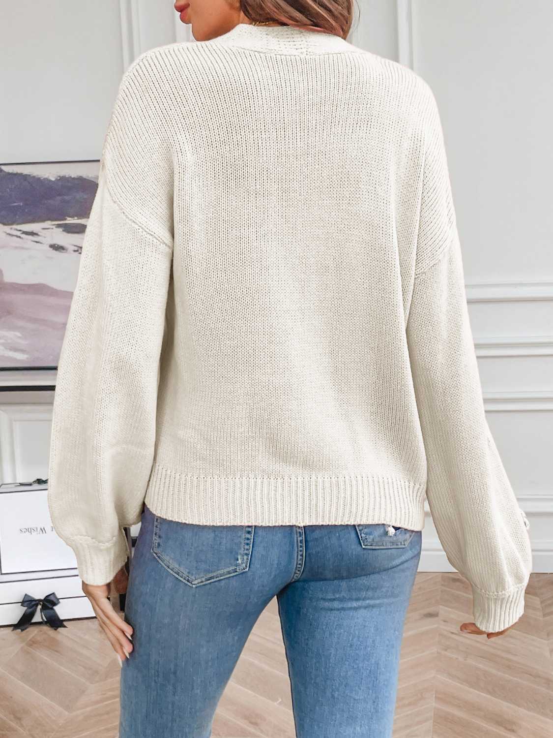 Floral Long Sleeve Open Front Cardigan - Luminous Bear