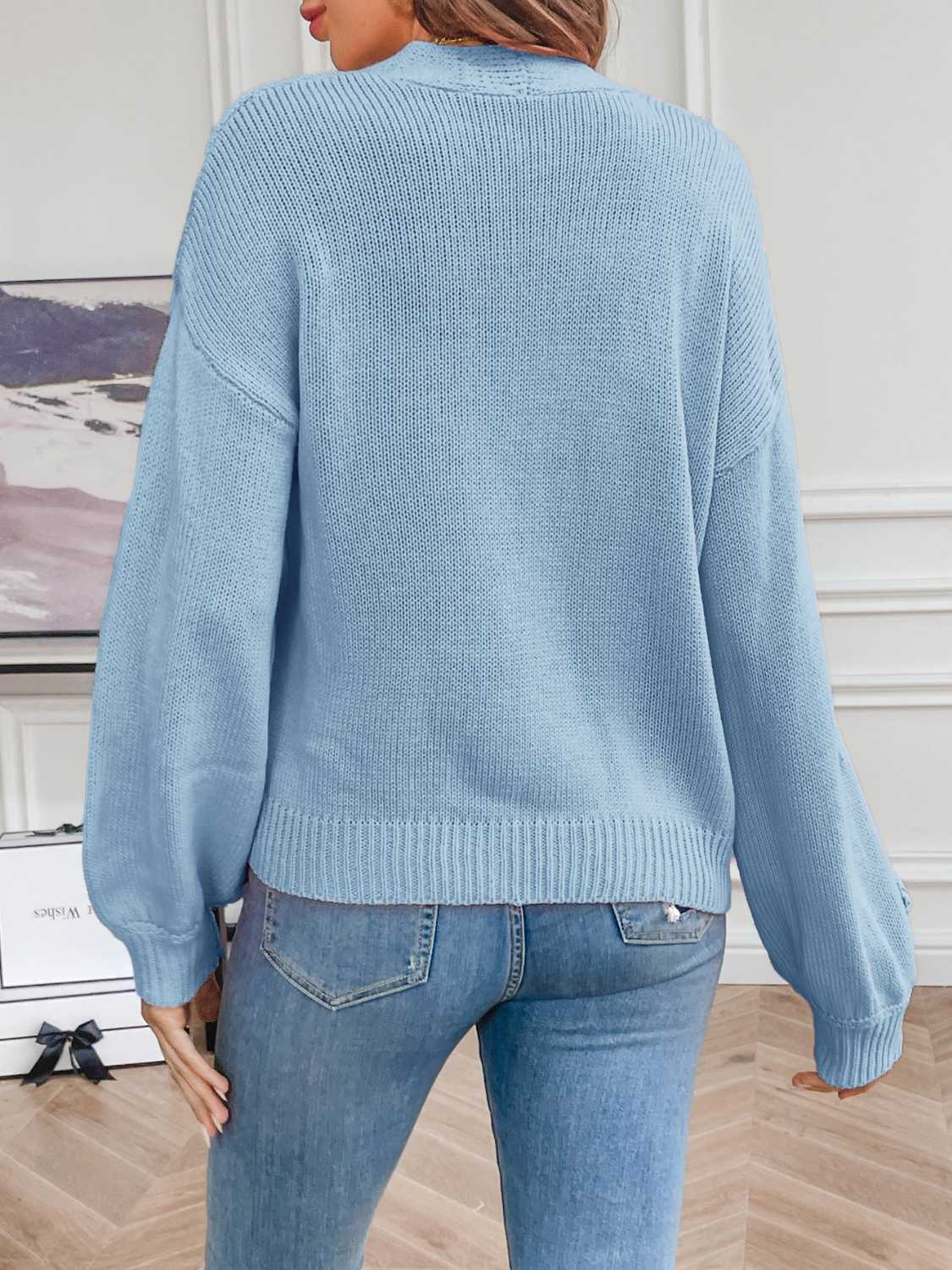 Floral Long Sleeve Open Front Cardigan - Luminous Bear