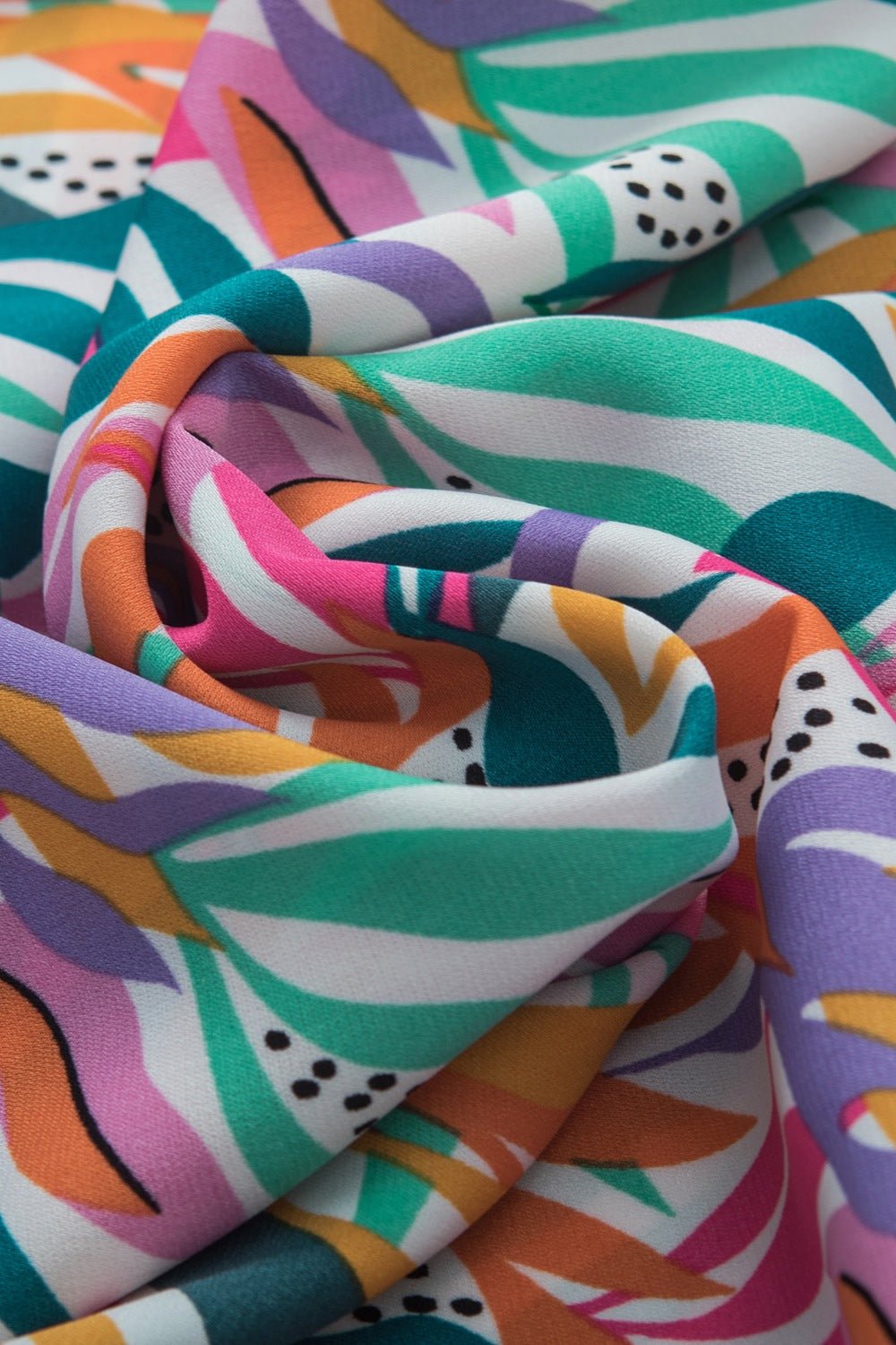 Printed Round Neck Cap Sleeve Blouse - Luminous Bear