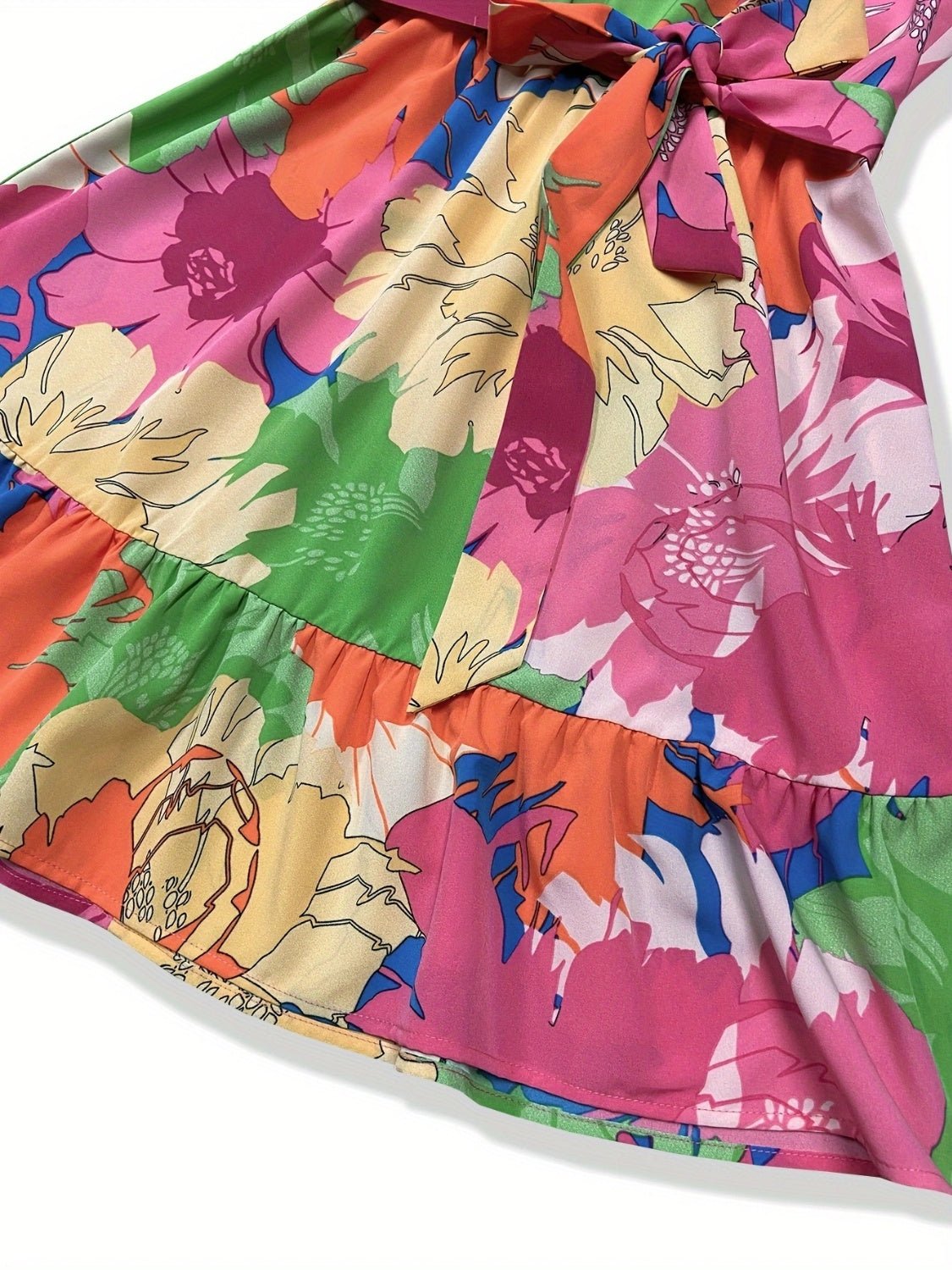 Tied Printed Mock Neck Sleeveless Dress - Luminous Bear