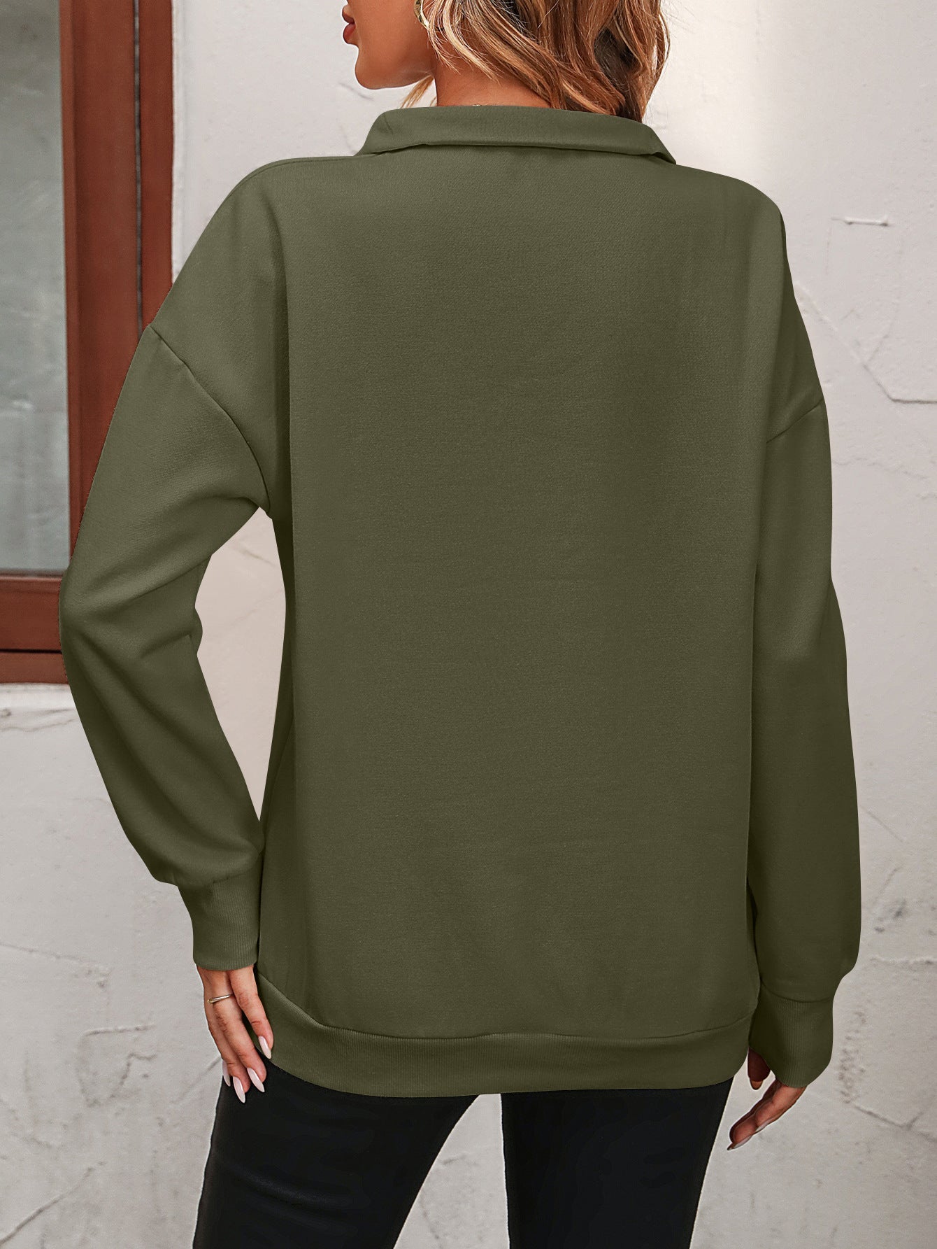 Zip-Up Dropped Shoulder Sweatshirt - Luminous Bear
