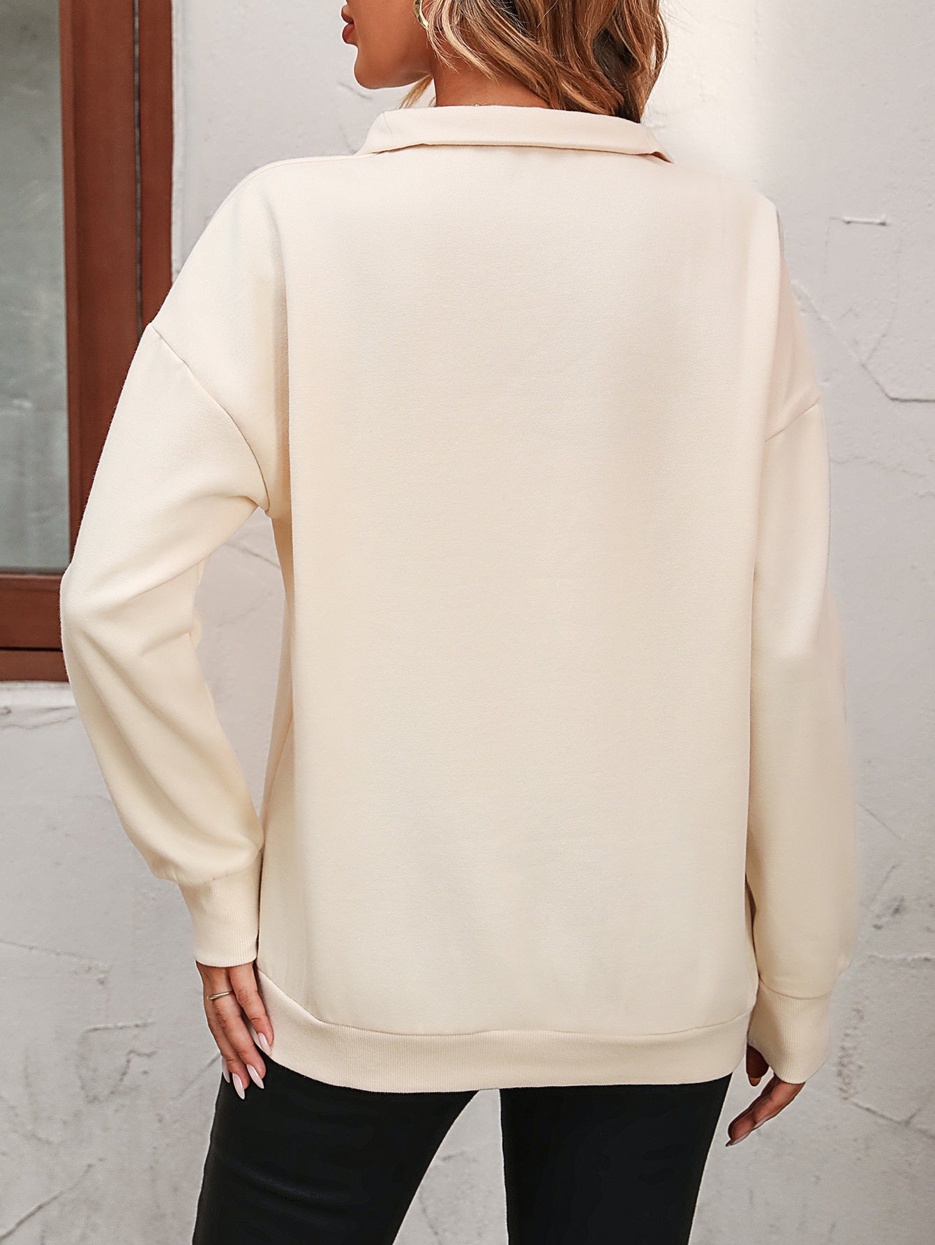 Zip-Up Dropped Shoulder Sweatshirt - Luminous Bear