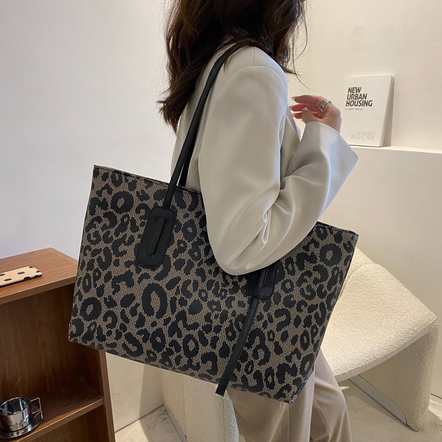 PU Leather Leopard Tote Bag - Luminous Bear Shop