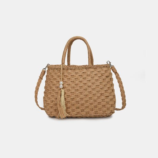 Braided Strap Paper Weave Shoulder Bag - Luminous Bear Shop