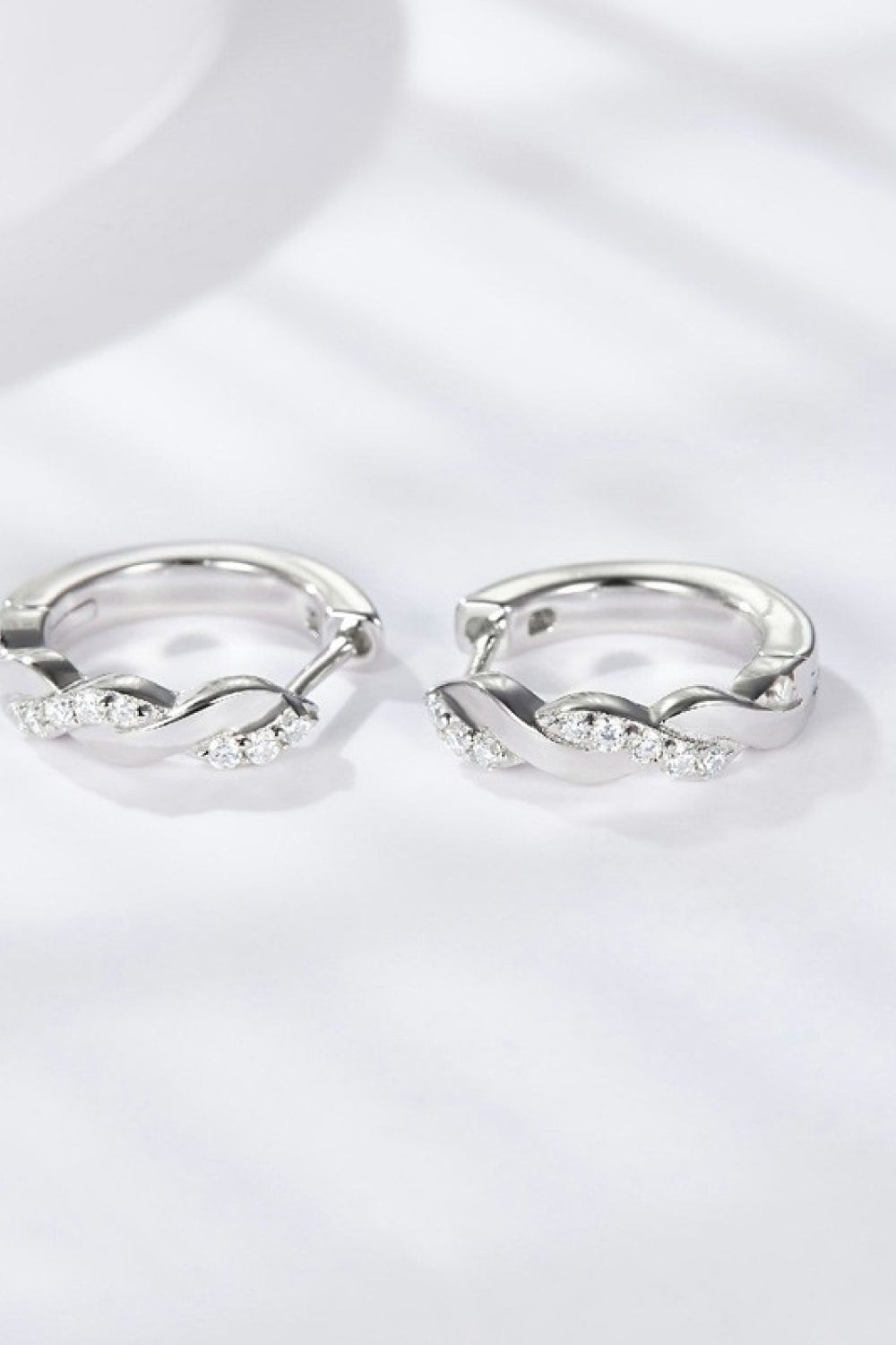Moissanite Twisted Platinum-Plated Earrings - Luminous Bear Shop