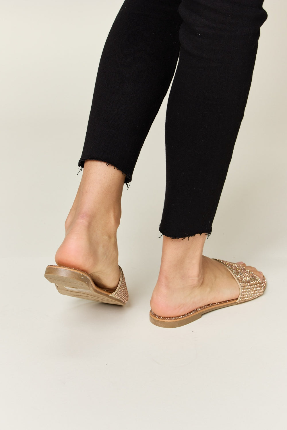WILD DIVA Rhinestone Open Toe Flat Sandals - Luminous Bear Shop