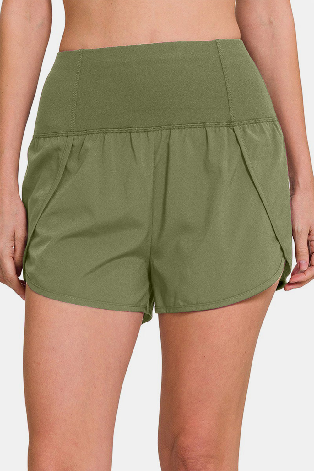 High-Waisted Zippered Back Pocket Active Shorts - Luminous Bear Shop