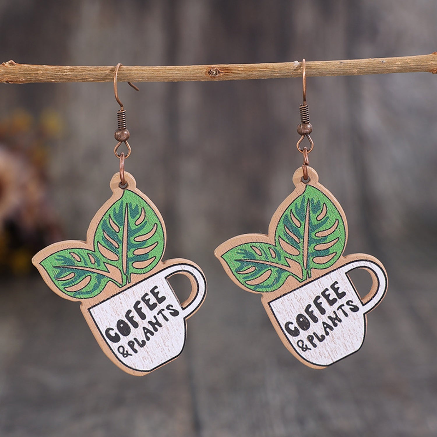 Wooden Alloy Dangle Earrings - Luminous Bear Shop