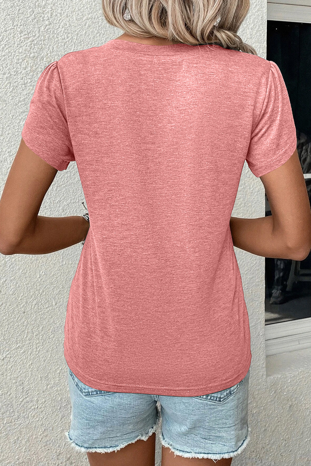 V-Neck Petal Sleeve T-Shirt - Luminous Bear Shop