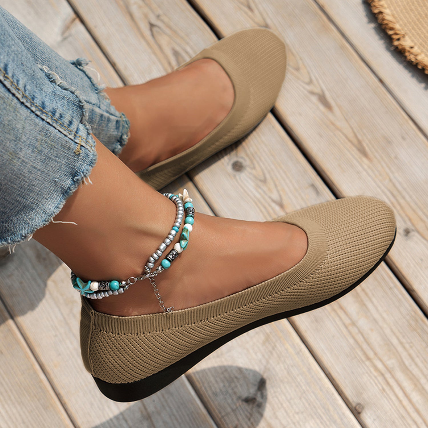 Round Toe Knit Ballet Flats - Luminous Bear Shop