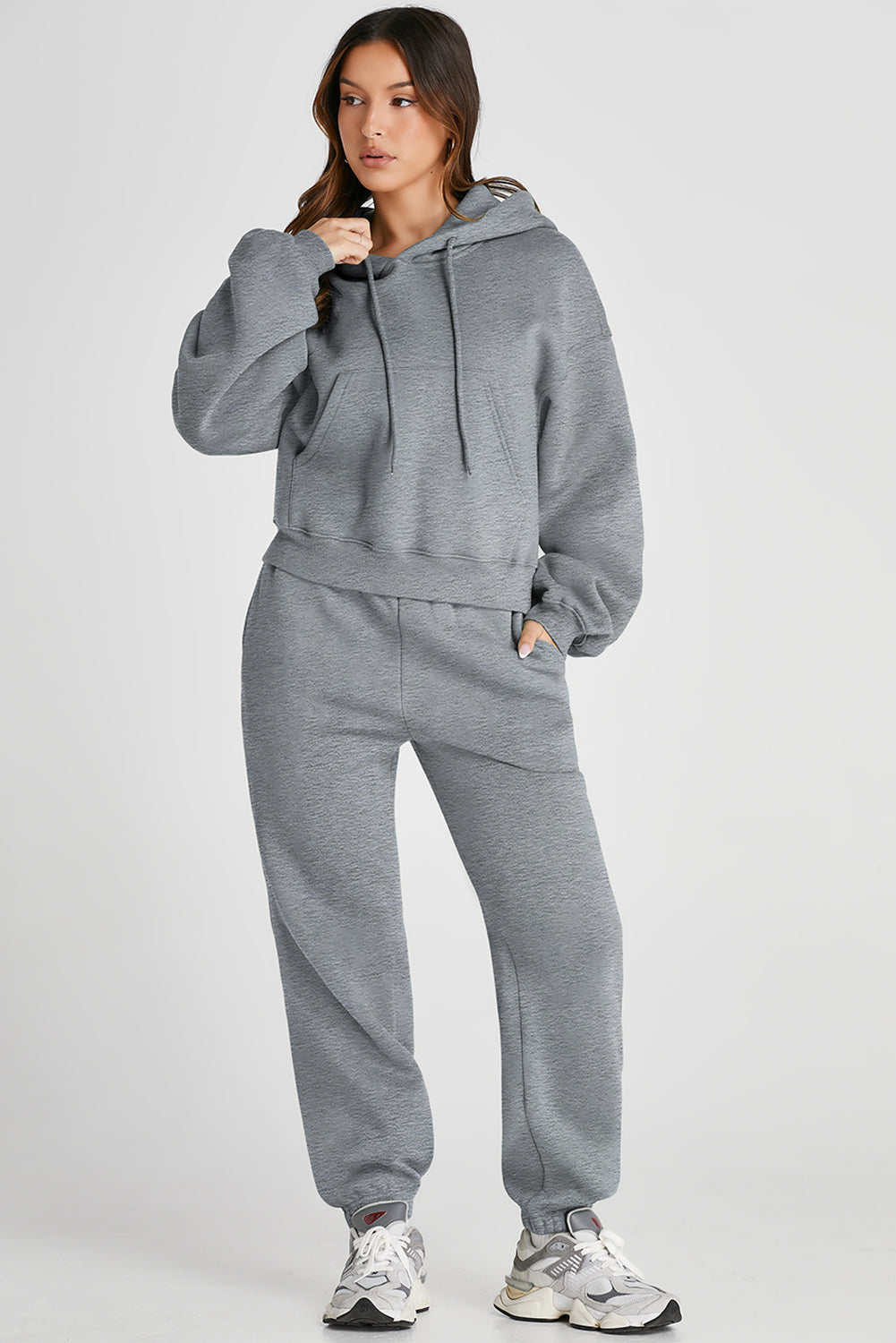 2 Pieces Matching Sweatsuit Set dropped Shoulder Hoodie and Joggers  