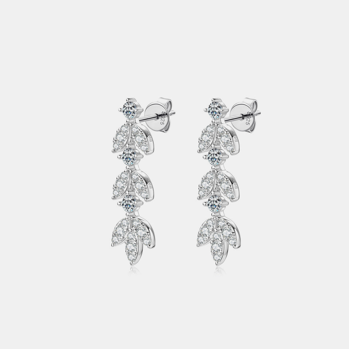 925 Sterling Silver Moissanite Leaf Earrings - Luminous Bear Shop