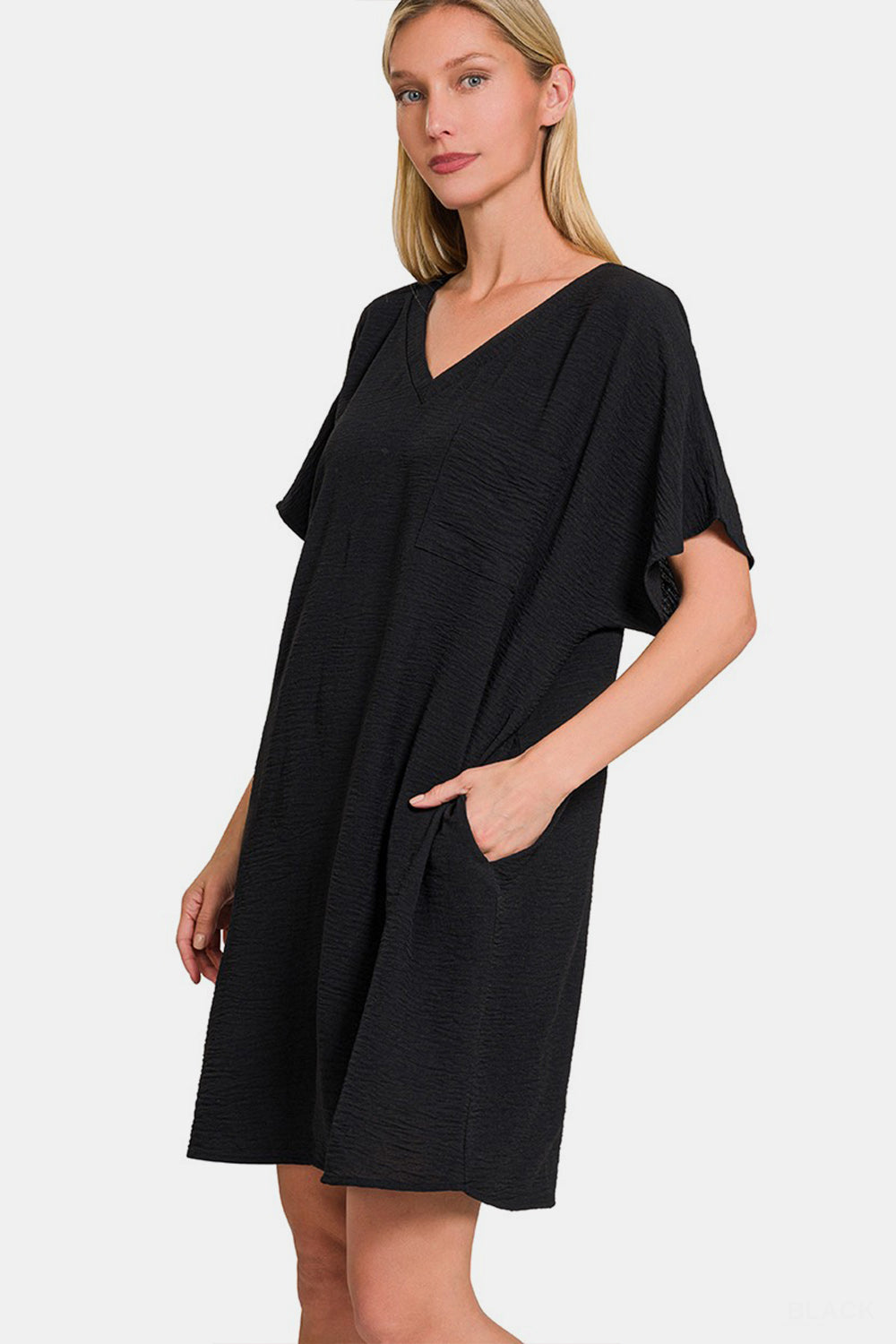 Zenana V-Neck Tee Dress with Pockets - Luminous Bear Shop