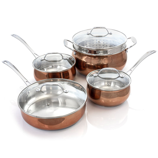 Oster Carabello 9 Piece Stainless Steel Cookware Combo Set in Copper - Luminous Bear Shop