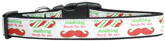 Stashing through the Snow Nylon Dog Collar Medium - Luminous Bear Shop